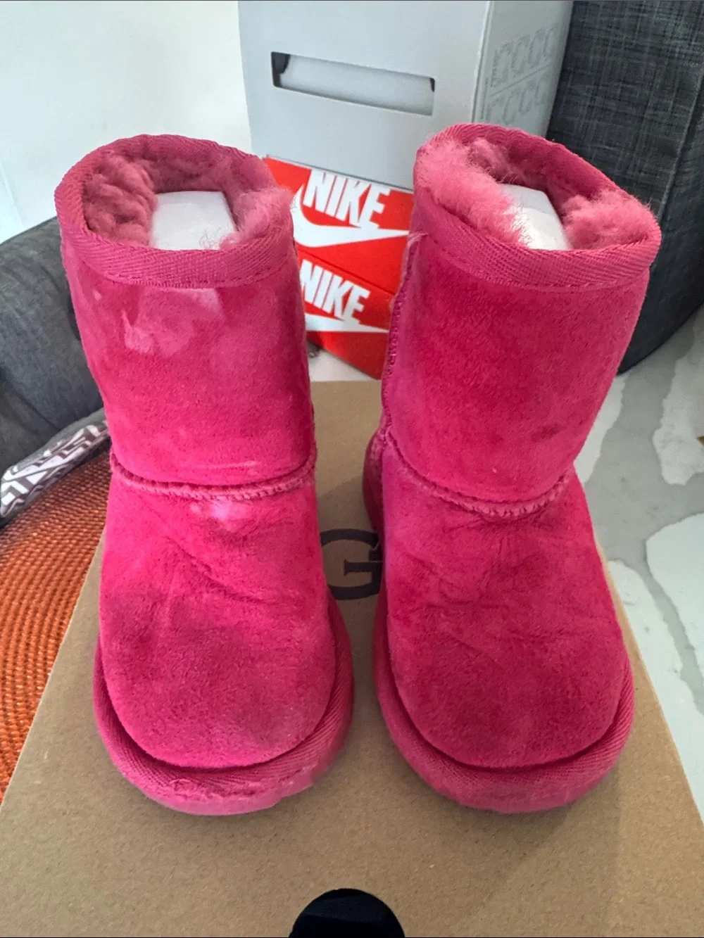 UGG Kids Suede Hot Pink Cozy Boots